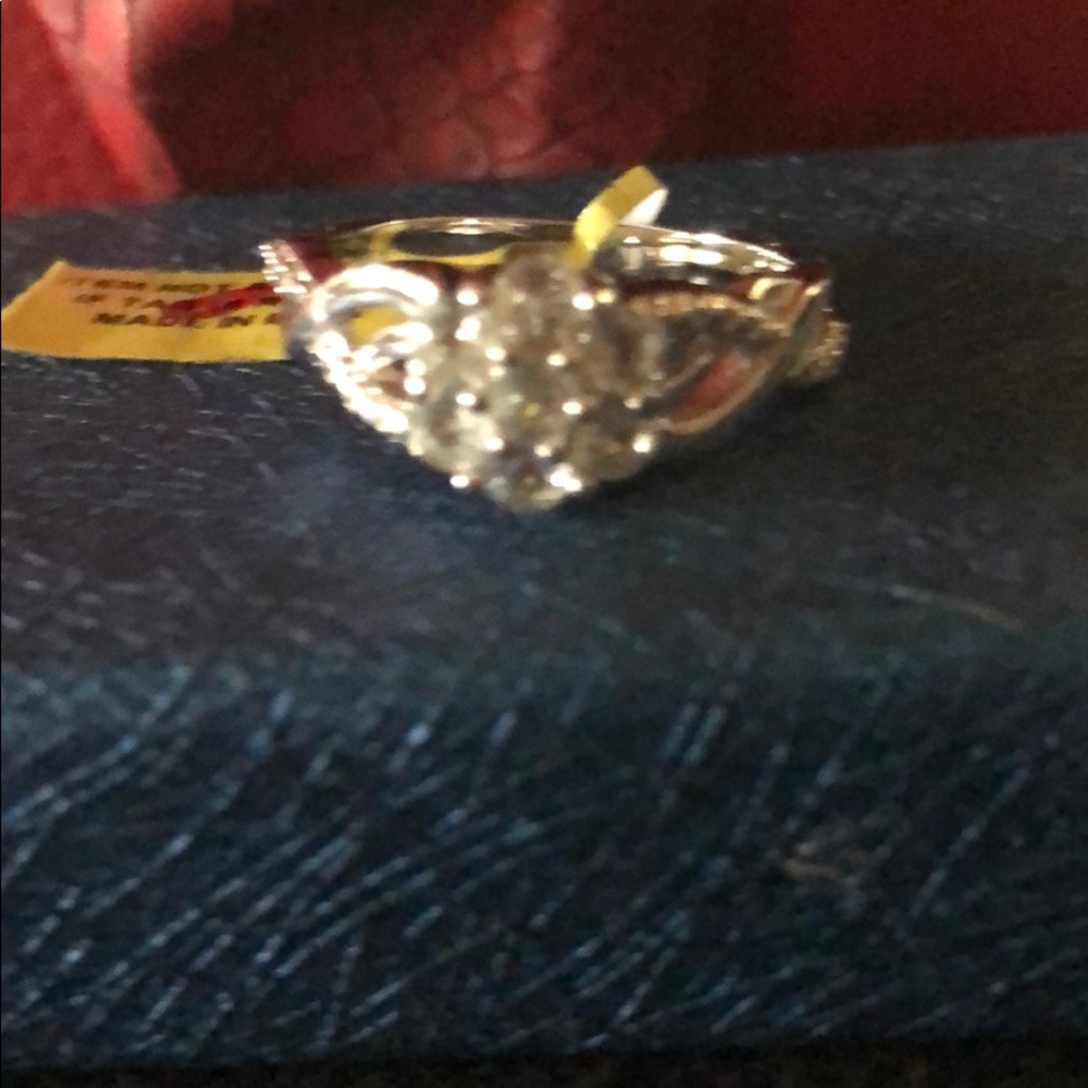 Diamond Cluster ring,9.25 STS platinum overlay